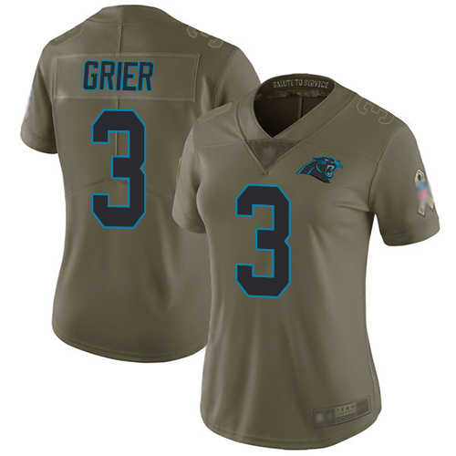 Carolina Panthers Limited Olive Women Will Grier Jersey NFL Football #3 2017 Salute to Service->youth nfl jersey->Youth Jersey